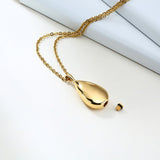 Stainless Steel Teardrop Cremation Pendant – Keepsake Memorial Necklace Gold