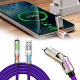 240W 4 in 1 Charging Cable For Apple Android Lightning Cable USB Type-C Purple