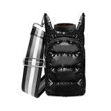 Quilted Insulated Water Bottle Carrier Bag Stylish Puffer Crossbody Hydrowater Pouch with Card Holder Pocket Black