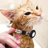 Reflective Cat Collar with AirTag Holder Adjustable Breakaway Pet Collar with Bell for Cats and Small Pets Pink