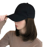 Adjustable Wig Hat Baseball Cap Hair Extensions Hat Sun Visor Cap for Women Girls Dark Brown