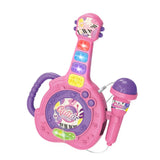 Guitar Toy with LED Lights Detachable Microphone and Music Pink