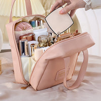 PU Leather Makeup Bag Travel Cosmetic Bag Multi-functional Toiletry Bag Daily Use Pink