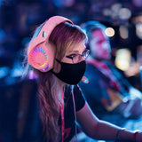 Wired Over-Ear Gaming Headset with RGB LED Lights and Noise-Canceling Mic Pink