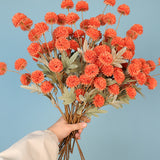 5 PCS Stem Cloth Dandelion Ball Artificial Flowers with Bendable Stems Orange