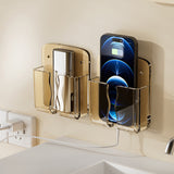 2 PCS No Drill Wall Phone Holder Clear Phone Stand for Home Brown