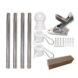 4-Section Flag Pole Kit for House Flags 5.25ft Metal Flagpole with 360-Degree Rotating Rings for Home Porch Yard Garden Silver