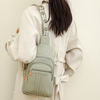 Women Sling Backpack Anti Theft Crossbody Bags with Adjustable Strap 5 Compartments Light Green