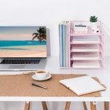 Five Layer Desk File Organizer for Paper and Mail Sorting Pink