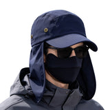 Extended Visor Sun Hat Baseball Cap for Summer with Wide Brim Blue