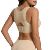 Seamless Front Closure Bra Wireless Full Coverage Cross Back Women Nude
