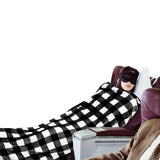 3-in-1 Travel Plane Shawl Blanket Multi-Functional Pillow Cloak Black and White