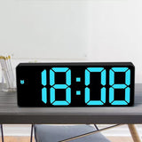 USB LED Digital Desk Alarm Clock with Temperature Date 3 Alarms Blue