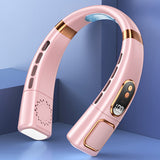 Neck Air Conditioner Wearable Personal Fan with Cooling Plate and Adjustable Airflow Pink