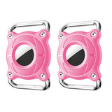 2Pcs Protective Case for Apple AirTag 1st/2nd Gen Water Resistant Hard Shell Holder Cover for Pet Collar Keychain Bag Pink