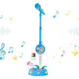 Flashing Light Karaoke Mic with Stand Adjustable for Youngsters Toy Blue