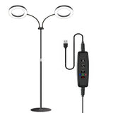 Grow Lights Dual Head LED Adjustable Height 134 to 170 cm for Indoor Plants Black