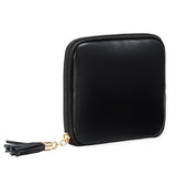 PU Leather Jewelry Organizer Bag Multi Compartment for Travel with Velvet Black