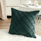 Velvet Cushion Cover Rhombus Pleated for Bedroom Sofa Window Seat Green
