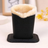 Soft Plush Lined PU Leather Eyeglasses Desk Holder Stand with Base Black