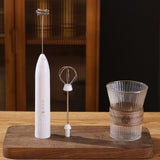 USB Electric Handheld Milk Frother for Coffee & Drinks White