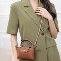 PU Leather Shoulder Strap for Crossbody Bags Genuine Leather Hang Buckle for Longchamp Mini Bag Light Pink