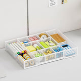 Adjustable Desktop Drawer Organizer Expandable Basket with Dividers for Home White