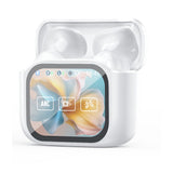 Wireless Bluetooth 5.4 AI Translation Earbuds with LCD Touchscreen 150-Language Real-Time Translation White