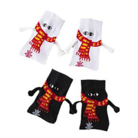 2 Pairs of Holding Hands Christmas Socks Novelty Funny Xmas Couple Socks