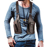 Outdoor Double Shoulder Armpit Bag with Multiple Storage Pockets Brown