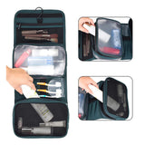 PU Leather Multifunctional Toiletry Bag Hanging Travel Organizer Makeup Cosmetic Case Green