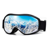 OTG Anti Fog Ski Goggles  UV400 Protection Anti Fog Lens Black Frame and Silver Mirrored Lens