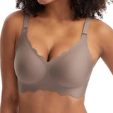 Women Bras No Underwire Scalloped Push Up Soft Tshirt Bra Gray