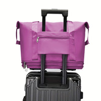Expandable Wheeled Travel Duffle Bag Travel Foldable Rolling Gym Bag with Wheels Weekend Bag Dark Purple