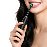 Rotating Electric Toothbrush with 5 Modes 8 Brush Heads for Home Travel Black