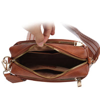 Crossbody Purse for Women Zipper Cell Phone Handbag with Adjustable Guitar Strap Brown