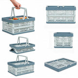 Collapsible Shopping Basket with Handles for Camping Shopping Blue