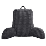 Bed Rest Backrest Cushion with Armrests Pocket Washable Cover Dark Grey