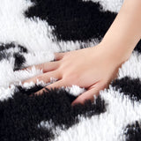 Cute Furry Pastel Rug Soft Fluffy Carpet for Living room Black and White