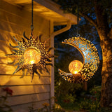 Solar Hanging Sun and Moon Lights for Garden Patio Decor Style 2