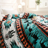 Aztec Geometry Travel  Throw Blanket Couch Bed Blanket Green