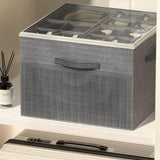 Shoe Organizer for Closet – Foldable Storage Containers with Adjustable Dividers & Transparent Cover Gray