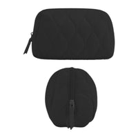 Travel Makeup Bag Puffy Padded Cosmetic Organizer Case Wide Opening Toiletry Pouch Black