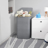 100L Laundry Basket with Lid Removable Bag & Bamboo Handles Gray