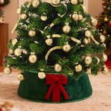 Christmas Tree Skirt Collar with Bow for Stand and Wire Cover Green