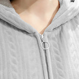 Unisex Bathrobe for Womens Flannel Fleece Robes Winter Warm Housecoat Nightgown Sleepwear Grey