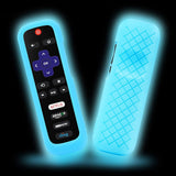 2 Pcs Glow in the Dark Silicone Remote Cover Case for Roku TV Remote Glow Blue