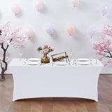 Rectangular Spandex Stretch Tablecloth for Wedding Party White