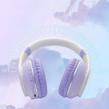 Foldable Wireless Over-Ear Headphones Bluetooth Headset with Mic Function Purple