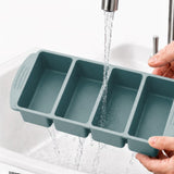3PCS Silicone Freezer Trays with Lid For Meal Prep&Freezing Soup Stews Gray Blue
